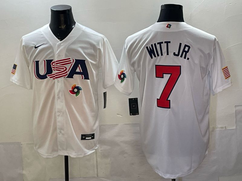 Men 2026 World Cub USA #7 Witt jr white Nike MLB Jersey style 04